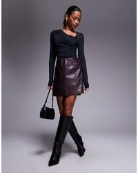 River Island - Faux Leather Pocket Detail Mini Skirt - Lyst