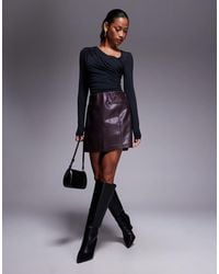 River Island - Faux Leather Pocket Detail Mini Skirt - Lyst