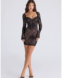 House Of Cb - Lucienne Stretch Embroidered Floral Lace Mini Dress - Lyst