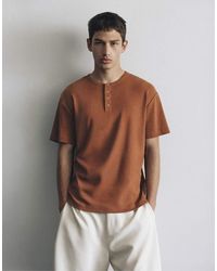 Pull&Bear - Slim-fit Henley T-shirt - Lyst