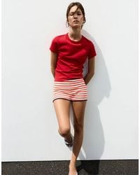 Pull&Bear - Striped Ribbed Shorts - Lyst