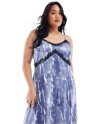 Vero Moda - Satin Maxi Slip Dress With Lace Trim - Lyst
