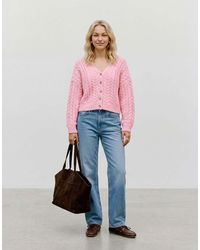 Vero Moda - Dream Ribbed V-Neck Knitted Drop Shoulder Cardigan - Lyst