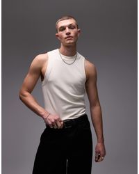 TOPMAN - High Neck Stripe Rib Singlet - Lyst