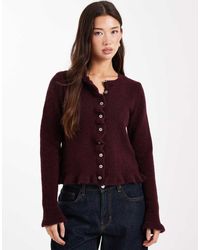 ASOS - Knitted Ruffle Cardigan With Wool - Lyst