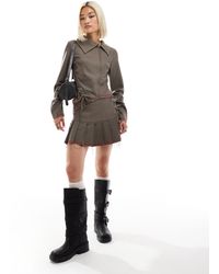 Collusion - Pleated Mini Skirt With Lace Up Detail And Raw Hem (part Of A Set)-multi - Lyst