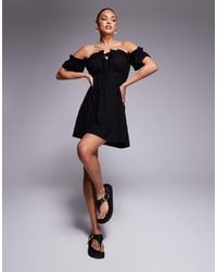 ASOS - Broderie Frill Bardot Mini Dress - Lyst