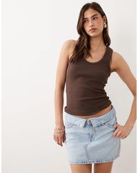 Mango - Teen 100% Cotton Folded Waist Denim Mini Skirt - Lyst