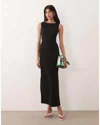 ASOS - Slash Neck Tie Back Midaxi Dress With Side Split - Lyst