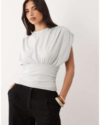 ASOS - Gathered Sleeve Cinched Waist Top - Lyst