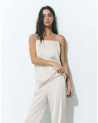 Pull&Bear - Satin Fabric Strappy Top - Lyst