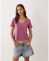 Mango - Teen V Neck Lace Trim T-shirt - Lyst