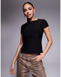 Kaiia - Exclusive Double Layered Slinky Cap Sleeve Side Split Top - Lyst