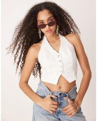Gina Tricot - – westen-trägertop aus reinem leinen - Lyst