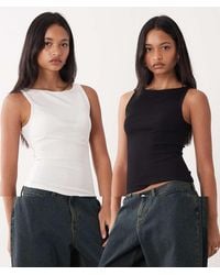 Miss Selfridge - 2 Pack Tank Top With Picot Trim - Lyst
