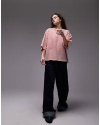TOPSHOP - Towelling Jersey Striped Short Sleeve Boxy Top - Lyst