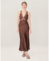 OMNES - Dresses Aurelia Satin And Lace Midi Dress With Open Back - Lyst