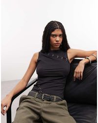 Weekday - Asymmetric Eyelet Detail Tank Top - Lyst