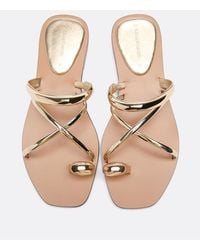 Stradivarius - Flat Slide Sandals With Detail - Lyst
