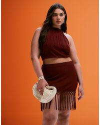 ASOS - Asos design curve - top d'ensemble à franges et dos nu - rouille - Lyst