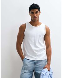 SELECTED - Top Blanco Sin Mangas De Canalé - Lyst