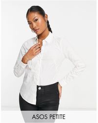 ASOS Petite - chemise ajustée à manches longues en coton stretch - Blanc