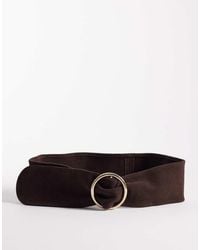 Mango - Wide Suede Belt With Gold-tone Hoop Detail - Lyst