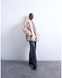 TOPSHOP - Cappotto Di Lunghezza Media A Righe - Lyst