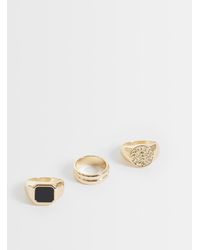 Reclaimed Vintage - Three Pack Of Rings With Black Stone - Lyst