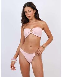 SIMMI - Chevron Halter Bikini Top With Ring Detail - Lyst