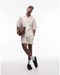 TOPMAN - Oversized Fit Waffle Button Through Jersey Shirt - Lyst