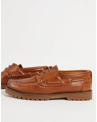 Mens Shoes Slip-on shoes Boat and deck shoes River Island Monogram Boat Shoe in Brown for Men 