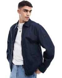 BOSS - Ocrush-d Box Logo Sleeve Relaxed Fit Cotton Harrington Jacket - Lyst