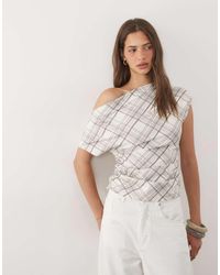 ASOS - Fallen Shoulder Cinched Waist Top - Lyst