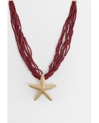ASOS - Mutli-row Necklace With Burgundy Beads And Starfish Pendant - Lyst