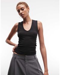 Collusion - Low V Neck Exposed Seam Ribbed Tank Top - Lyst
