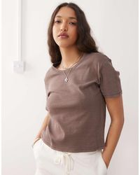 Monki - Gekrompen T-Shirt - Lyst