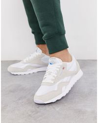 reebok classic leather nylon trainers in white 6390