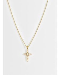 ASOS - Waterproof Stainless Steel Citrine Crystal Stone Cross Pendant Necklace - Lyst
