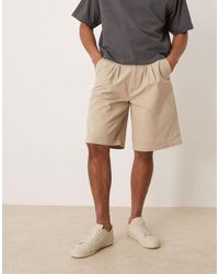 ASOS - Long Length Denim Cargo Jorts With Double Pleats - Lyst
