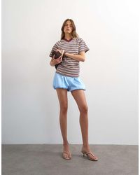 TOPSHOP - Micro V-Neck Ruched Side Tee - Lyst
