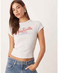 ASOS - T-shirt effet rétréci avec imprimé nashville style western - glacier chiné - Lyst