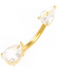 Lovisa - – vergoldetes bauchnabelpiercing aus titan mit zwei zirkonia-steinen - Lyst