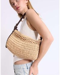 Stradivarius - Borsa Da Spalla Piccola All'Uncinetto Écru - Lyst