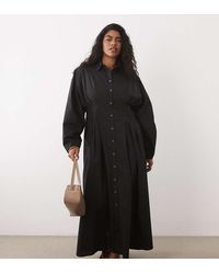 ASOS - Asos Design Curve Cinched Detail Maxi Shirt Dress - Lyst