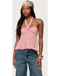 Edikted - Pleated Chiffon Babydoll Halter Top - Lyst