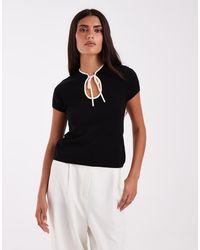 ASOS - Tie Front Collared Top - Lyst