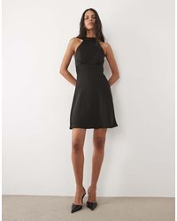 New Look - Halter Neck Satin Mini Dress - Lyst