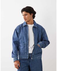 ASOS - Striped Denim Jacket - Lyst