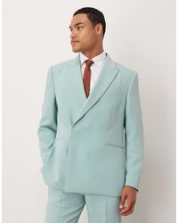 ASOS - Linen Look Double Breasted Regular Suit Jacket - Lyst
